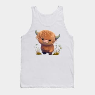 Highland Cow Cute Brown Fluffy Tank Top